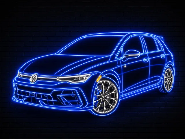 A car in the Neon Sign style